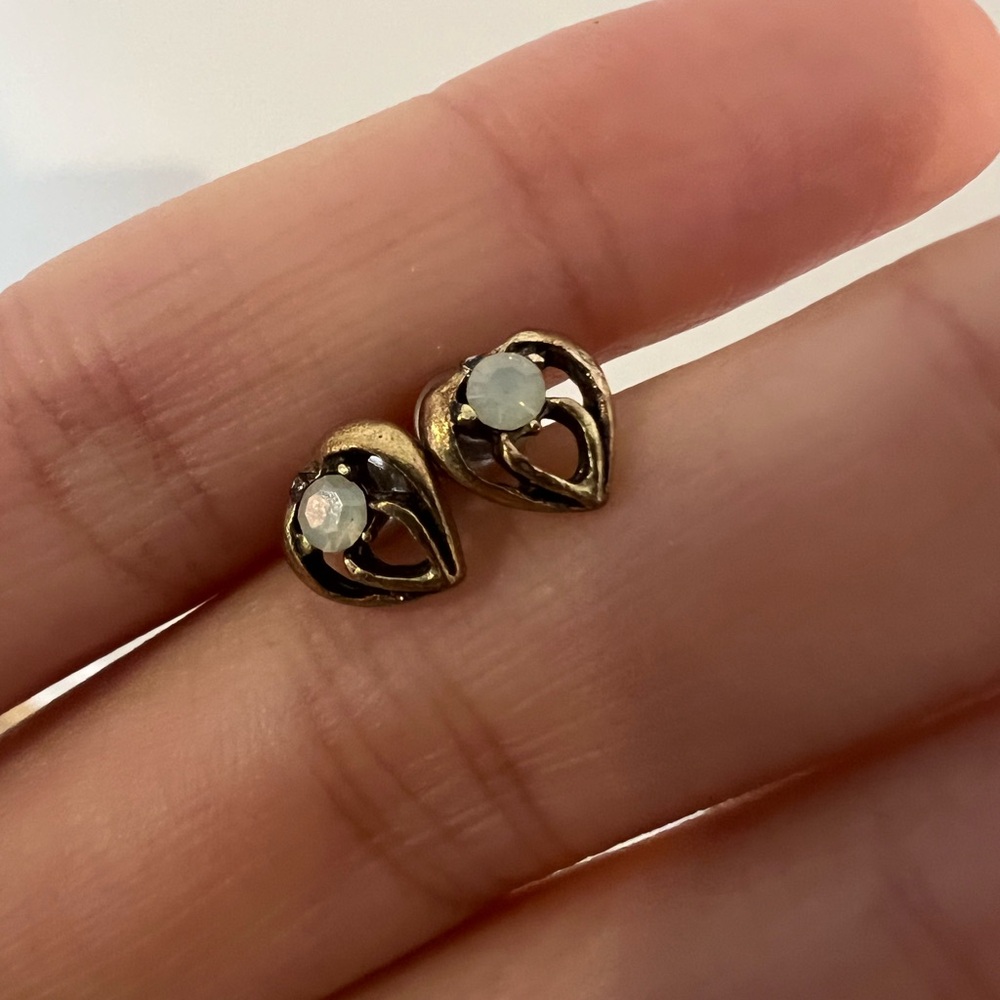 Bronze Heart Stone Free People Stud Earrings